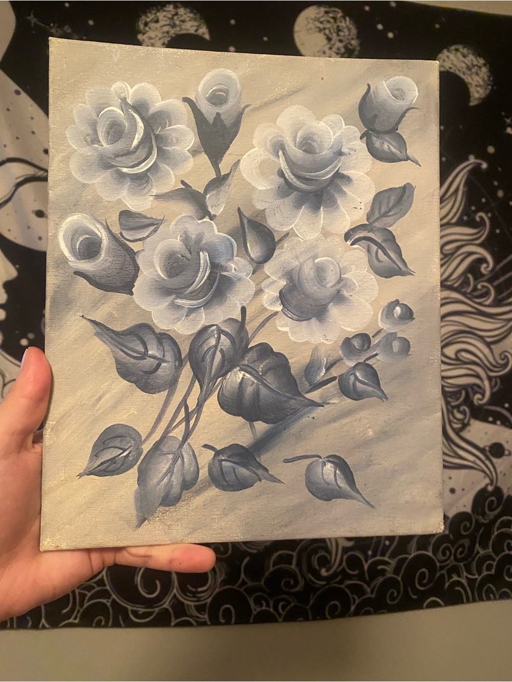 Blue Roses Canvas Painting - Picture 2 of 3